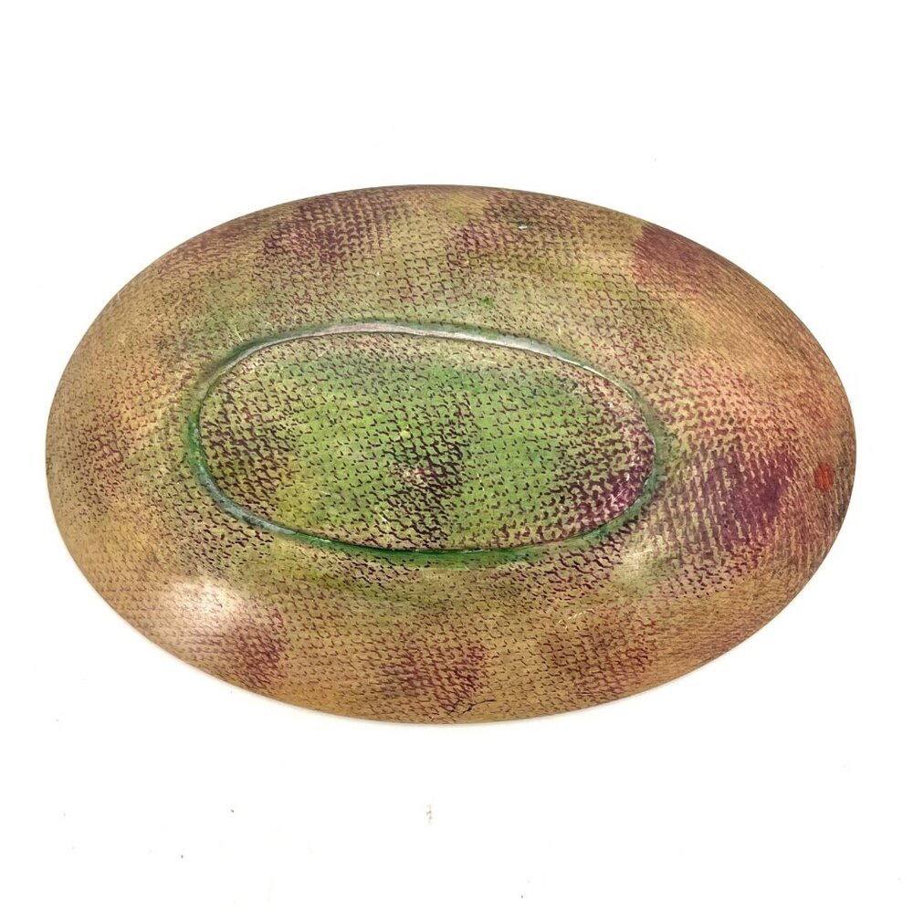 Zebra Oval Trinket Dish Hand Carved Painted Wood Africa Safari Theme Home Decor - Picture 4 of 7